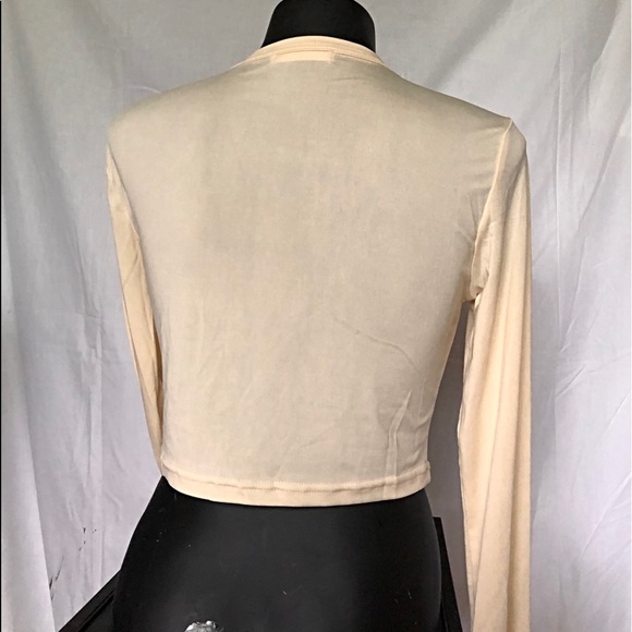 ROMWE - Beige Crop Top Long Sleeves - Picture 5 of 10